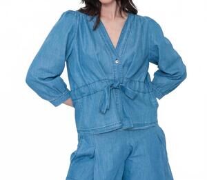 NEW BLUEBERRY cinch waist top in denim